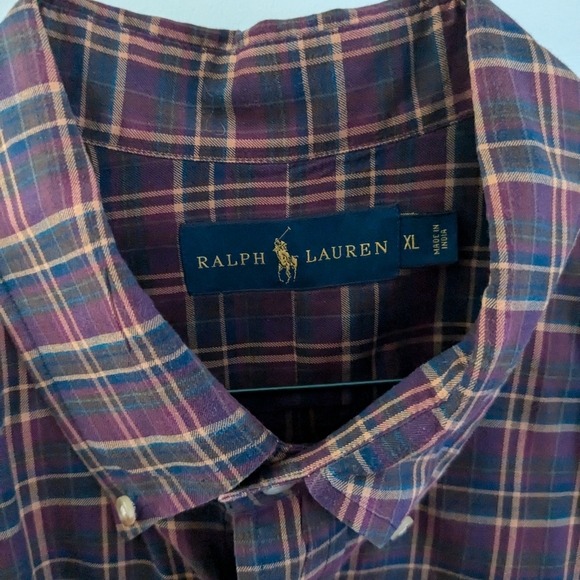 Men's Ralph Lauren Burgundy Plaid Size XL - Picture 2 of 5